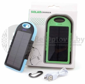 УЦЕНКА Внешний аккумулятор на солнечных батареях Solar Сharger 5000mAh Зеленый - фото 1 - id-p153789584