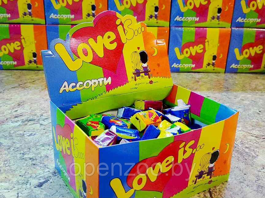 Блок жвачек Love is Ассорти вкусов 100 штук комплект (5 видов жвачек с разными вкусами) - фото 10 - id-p190874826