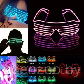 Светодиодные очки EL Wire для вечеринок с подсветкой (три режима подсветки) Белые - фото 1 - id-p170173403