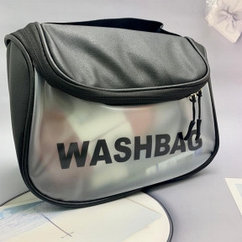 Прозрачная дорожная косметичка Washbag для путешествий с ручкой Черная