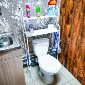 Стеллаж - полка напольная Washing machine storage rack для ванной комнаты  2 Полки Над бочком унитаза 136х45