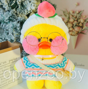 Мягкая игрушка уточка Лалафанфан (Lalafanfan duck), плюшевая уточка кукла в очках TikTok/ТикТок - фото 1 - id-p169546023