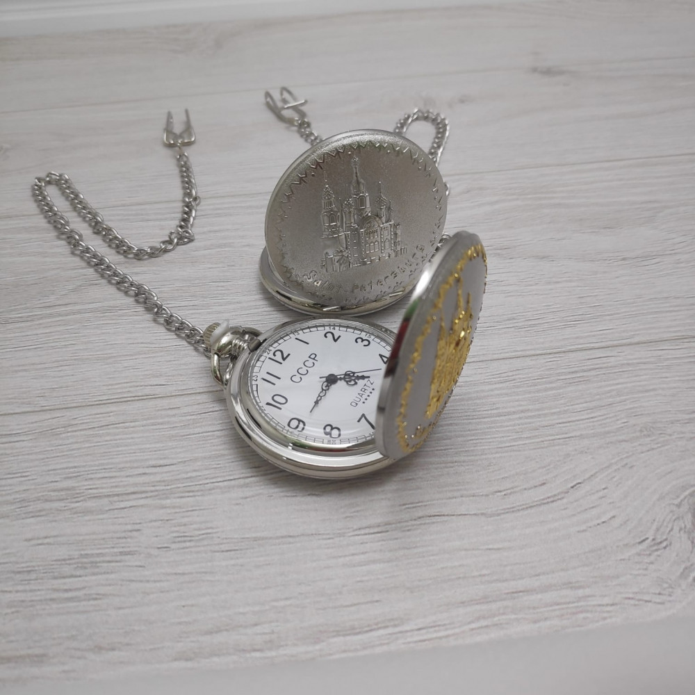 Карманные часы с цепочкой Saint-Petersburg Великая отечественная 1941-1945 Серебро - фото 7 - id-p118861690