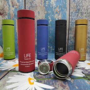 Термос Life Vacuum CUP с прорезиненным покрытием, 500 мл. Бордовый - фото 1 - id-p109389120