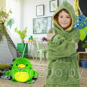 Детский плед толстовка халат - игрушка 2 в 1 Huggle Pets Hoodie Зеленый динозаврик - фото 1 - id-p118967546