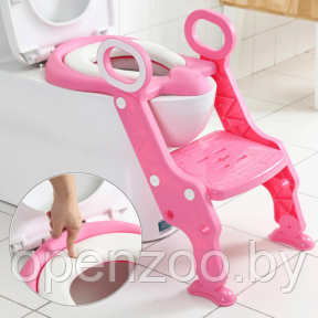 Детское сиденье накладка на унитаз с лестницей Potty Training Seat/ мягкое сидение Розовый - фото 1 - id-p151642152