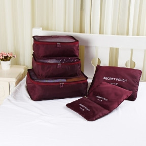 Набор дорожных сумок для путешествий Laundry Pouch, 6 шт Бордовый - фото 1 - id-p109389155