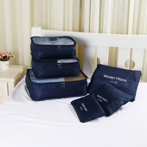 Набор дорожных сумок для путешествий Laundry Pouch, 6 шт Темно-синий - фото 1 - id-p109389156