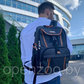 Спортивный стильный рюкзак OMASKA с USB / термо / непромокаемое отделение Темно-серый - фото 1 - id-p186829756