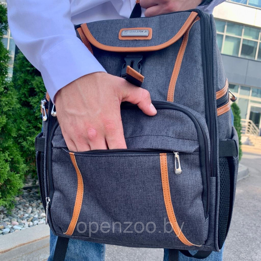 Спортивный стильный рюкзак OMASKA с USB / термо / непромокаемое отделение Темно-серый - фото 3 - id-p186829756