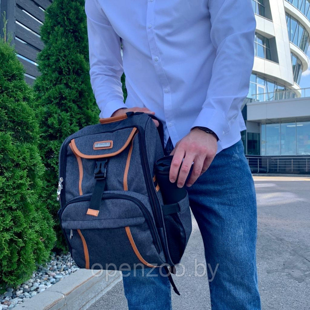 Спортивный стильный рюкзак OMASKA с USB / термо / непромокаемое отделение Темно-серый - фото 5 - id-p186829756