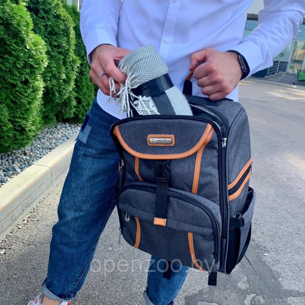 Спортивный стильный рюкзак OMASKA с USB / термо / непромокаемое отделение Темно-серый - фото 6 - id-p186829756