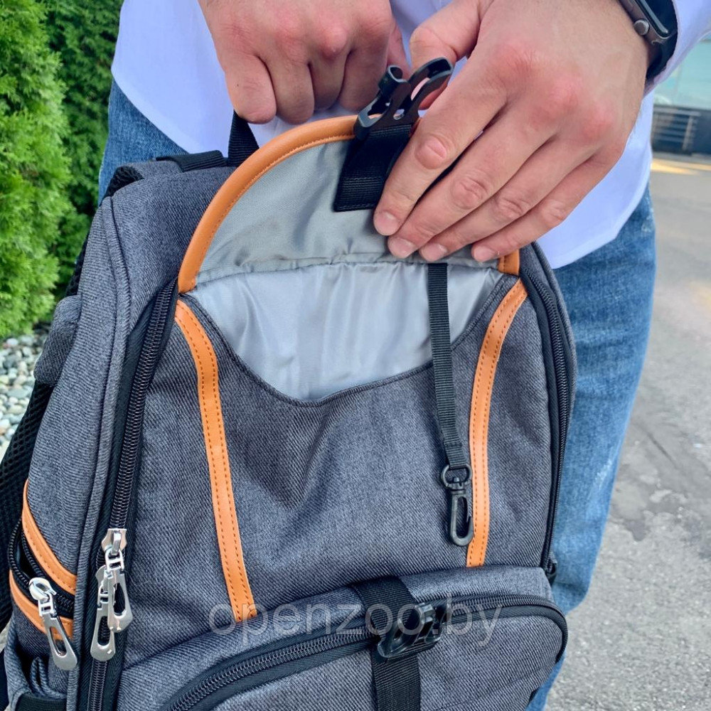 Спортивный стильный рюкзак OMASKA с USB / термо / непромокаемое отделение Темно-серый - фото 10 - id-p186829756