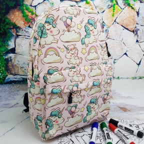 Рюкзак молодежный (школьный) с принтом. Ткань оксфорд Единорог, розовый - фото 1 - id-p116897052