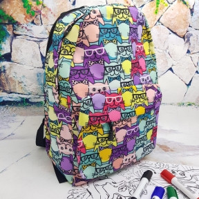 Рюкзак молодежный (школьный) с принтом. Ткань оксфорд Цветная кототерапия - фото 1 - id-p116897057
