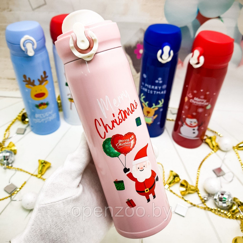 Новогодняя термокружка Merry Christ, 500 ml Розовая Дедушка Мороз - фото 9 - id-p167185330