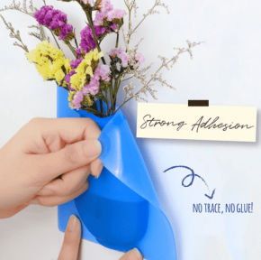 Настенная силиконовая ваза для цветов Magic Vase, многоразовая (без клея, гипоаллергенный материал) Синяя - фото 1 - id-p153787712