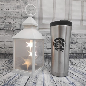Термокружка Starbucks King Star, 500 мл Светлый металл с логотипом Starbucks - фото 1 - id-p109389271