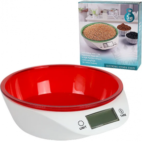Электронные кухонные весы Kitchen Scales 5кг со съемной чашей Красная чаша - фото 1 - id-p115507631