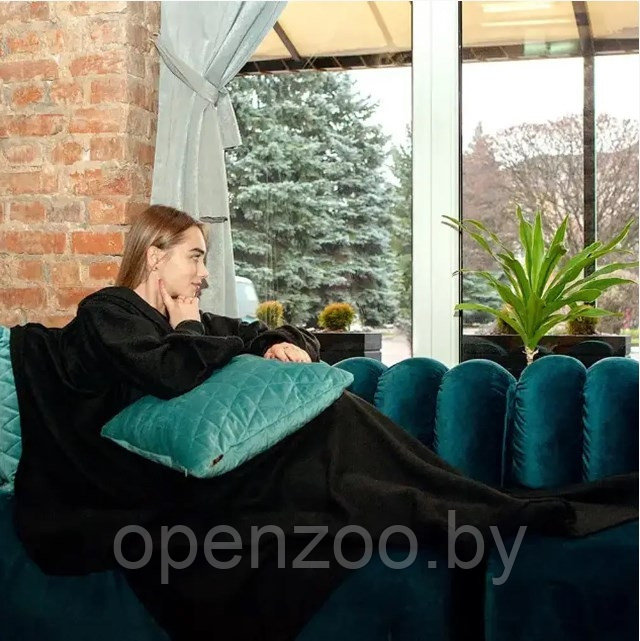 Теплый и уютный плед с рукавами SNUGGIE Купи сейчас Черный - фото 6 - id-p104683657