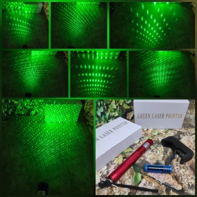 Лазерная указка Green Laser Pointer 303 с ключом SD-Lazer 303, красный корпус