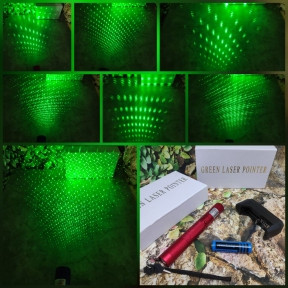 Лазерная указка Green Laser Pointer 303 с ключом SD-Lazer 303, красный корпус - фото 1 - id-p174755968
