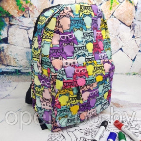 Рюкзак молодежный (школьный) с принтом. Ткань оксфорд Цветная кототерапия - фото 1 - id-p116897151