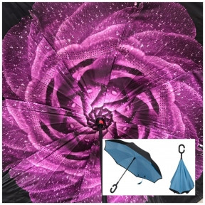 Зонт наоборот UnBrella (антизонт). Подбери свою расцветку настроения Фиолетовый пион с капельками росы - фото 1 - id-p109389406