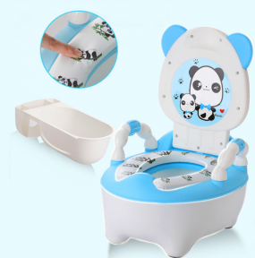 Горшок детский Панда с мягким сиденьем и крышкой Стульчик с подлокотниками щеточка для очистки в подарок - фото 1 - id-p136254399