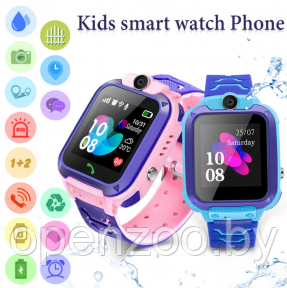 Детские смарт часы Windigo AM-12, 1.44, 128x128, SIM, 2G, LBS, камера 0.08 Мп,IP67, розовые