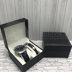 Подарочный набор 2 в 1 мужские кварцевые часы и браслет Модель 24