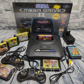 Игровая приставка 16 bit Sega Mega Drive 2 (Сега Мегадрайв) 5 встроенных игр, 2 джойстика. Оригинал