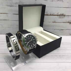 Подарочный набор 2 в 1 мужские кварцевые часы и браслет Модель 8 - фото 1 - id-p153788299