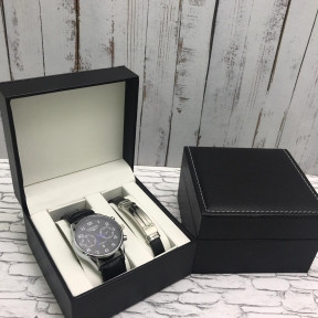 Подарочный набор 2 в 1 мужские кварцевые часы и браслет Модель 5 - фото 1 - id-p153788302