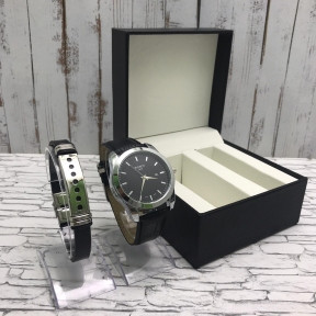 Подарочный набор 2 в 1 мужские кварцевые часы и браслет Модель 4 - фото 1 - id-p153788303