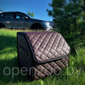 Автомобильный органайзер Кофр в багажник LUX CARBOX Усиленные стенки (размер 30х30см) Коричневый с коричневой - фото 1 - id-p182277804