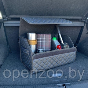 Автомобильный органайзер Кофр в багажник Premium CARBOX Усиленные стенки (размер 50х30см) Черный с синей