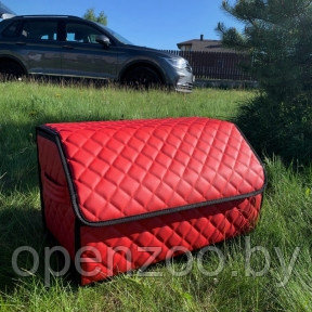 Автомобильный органайзер Кофр в багажник LUX CARBOX Усиленные стенки (размер 50х30см) Красный с красной