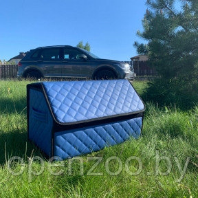 Автомобильный органайзер Кофр в багажник LUX CARBOX Усиленные стенки (размер 50х30см) Синий с синей строчкой