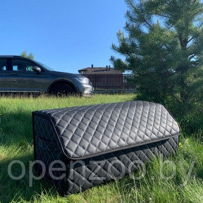 Автомобильный органайзер Кофр в багажник LUX CARBOX Усиленные стенки (размер 70х40см) Черный с белой строчкой