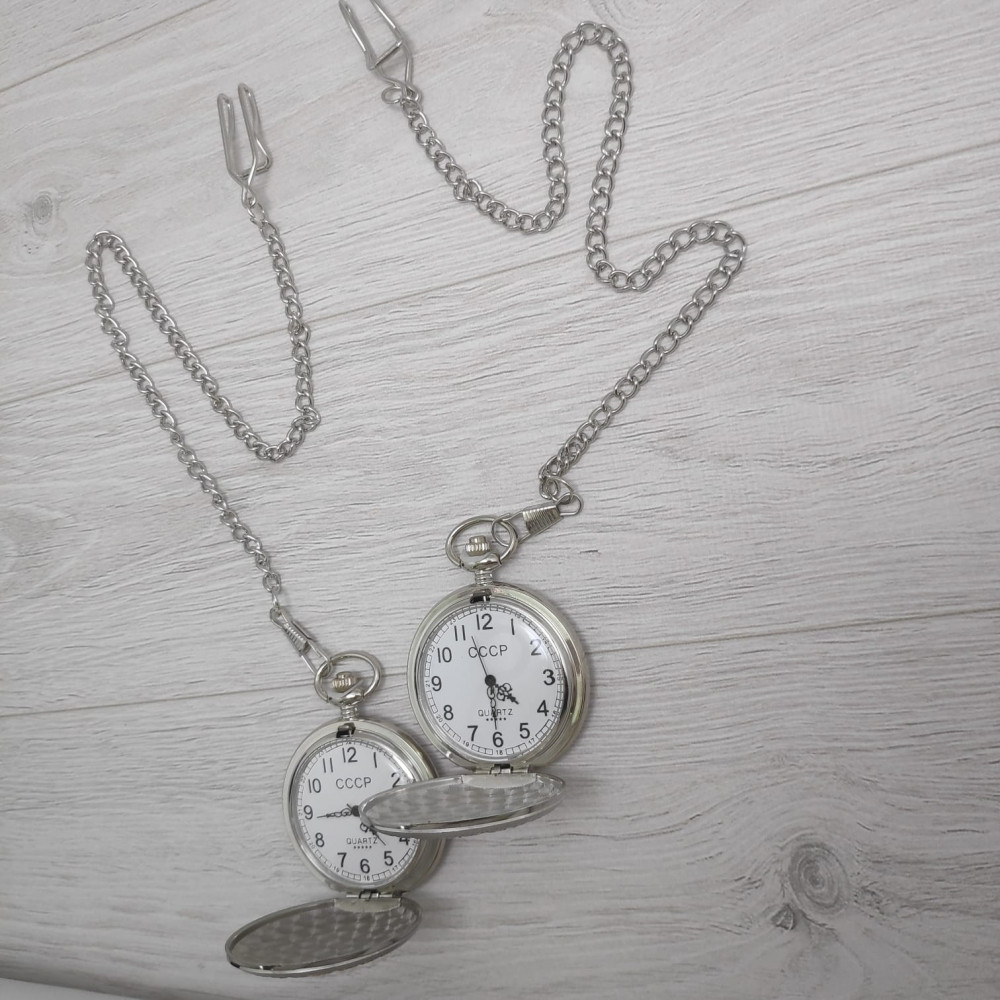 Карманные часы на цепочке Герб Серебро / Белый циферблат - фото 6 - id-p109389591