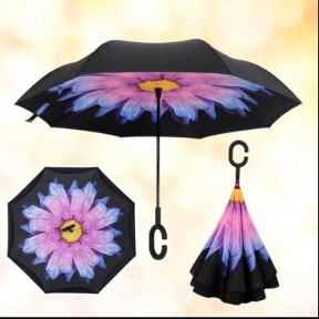 Зонт наоборот UnBrella (антизонт). Подбери свою расцветку настроения Фиолетовый цветок - фото 1 - id-p134347558