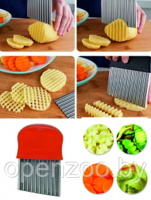 Фигурный кухонный нож для волнистой нарезки сыра, фруктов, овощей Красный - фото 1 - id-p179791071