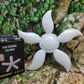 Складная светодиодная лампа в форме цветка Fan folding Led Bulb 75W E27 с пятью лопастями - лепестками (белая) - фото 1 - id-p153788745