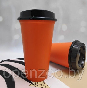 Стакан тамблер Wowbottles с кофейной крышкой для горячих и холодных напитков, 400 мл Оранжевый - фото 1 - id-p180067844