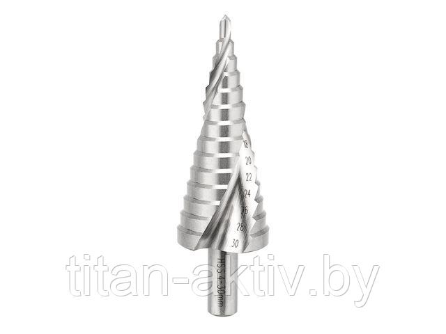 Сверло по металлу ступенчатое ТИТАН 4,0-30,0 мм 98 мм 65 HRC Р6М5 TiN KRANZ (REXANT) - фото 1 - id-p180275952