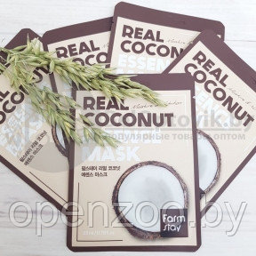 Маска тканевая для лица Farm stay , 23 мл, Original Korea Real Coconut (с экстрактом кокоса) - фото 1 - id-p121218377