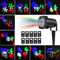 Голографический лазерный проектор DIY Projection Lamp с эффектом цветомузыки на 12 слайдов Октагон