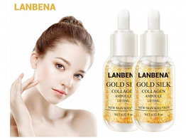 Уценка Сыворотка для лица Lanbena peptides serum 24K Gold  увлажнение, предотвращение морщин, 6ml