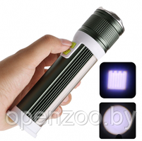 Ручной аккумуляторный фонарь Rotating Zoom Flashlight 129 LED боковая световая СОВ панель  функционал Power